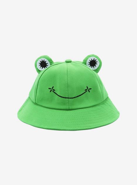 Frog Hat for Adult Teens, Cute Frog Bucket Hat, Foldable Cotton