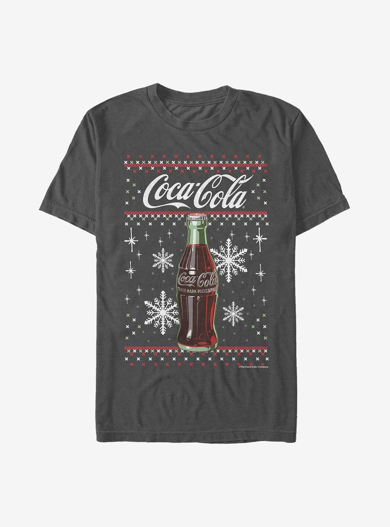 Coca-Cola Ugly Holiday Bottle Snowflakes T-Shirt, CHARCOAL, hi-res
