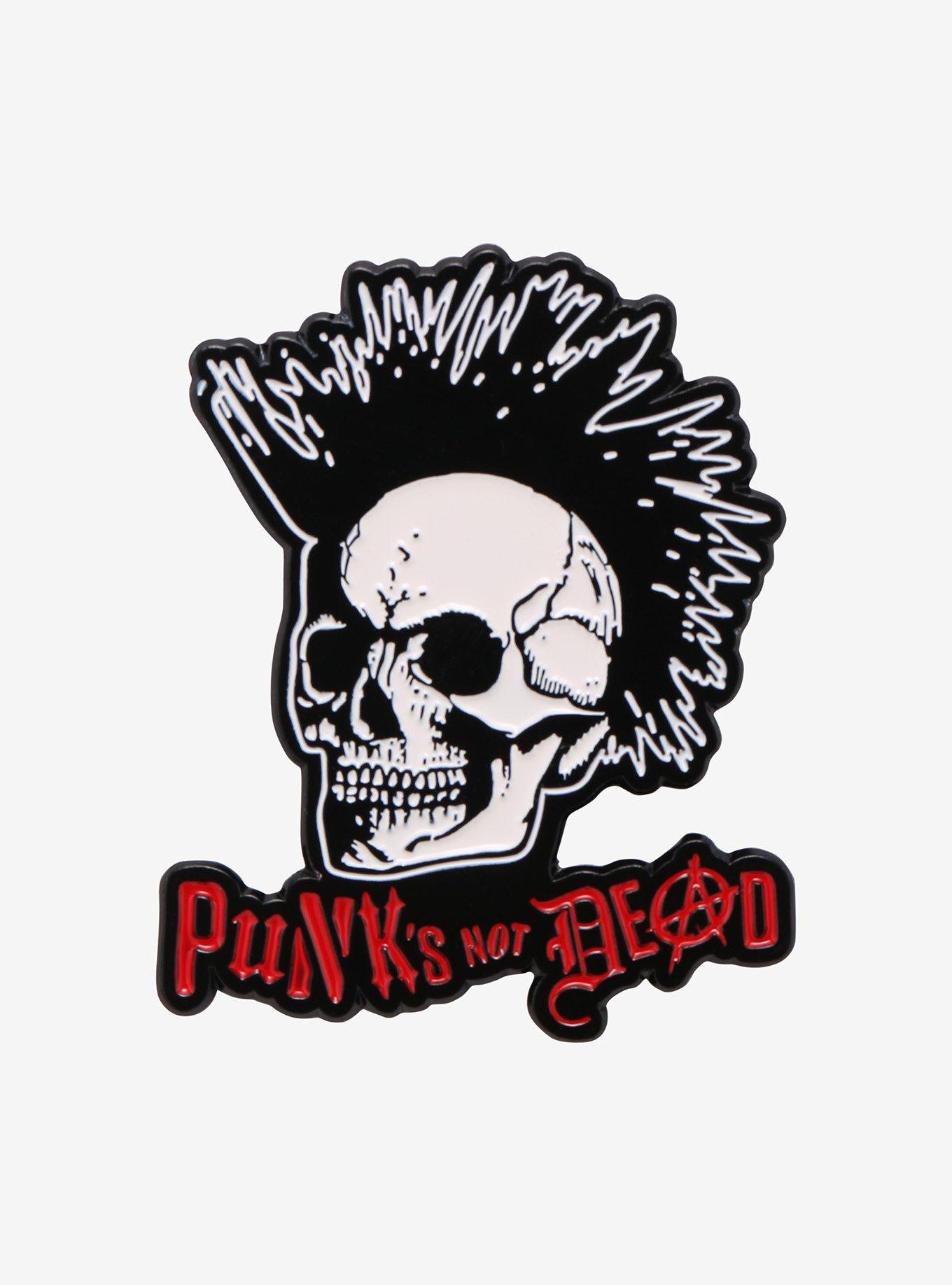 Punk's Not Dead Skull Enamel Pin, , hi-res