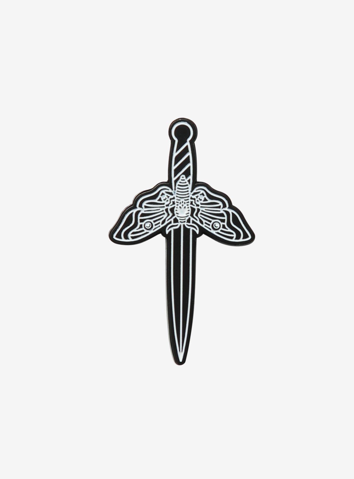 Moth Dagger Enamel Pin, , hi-res