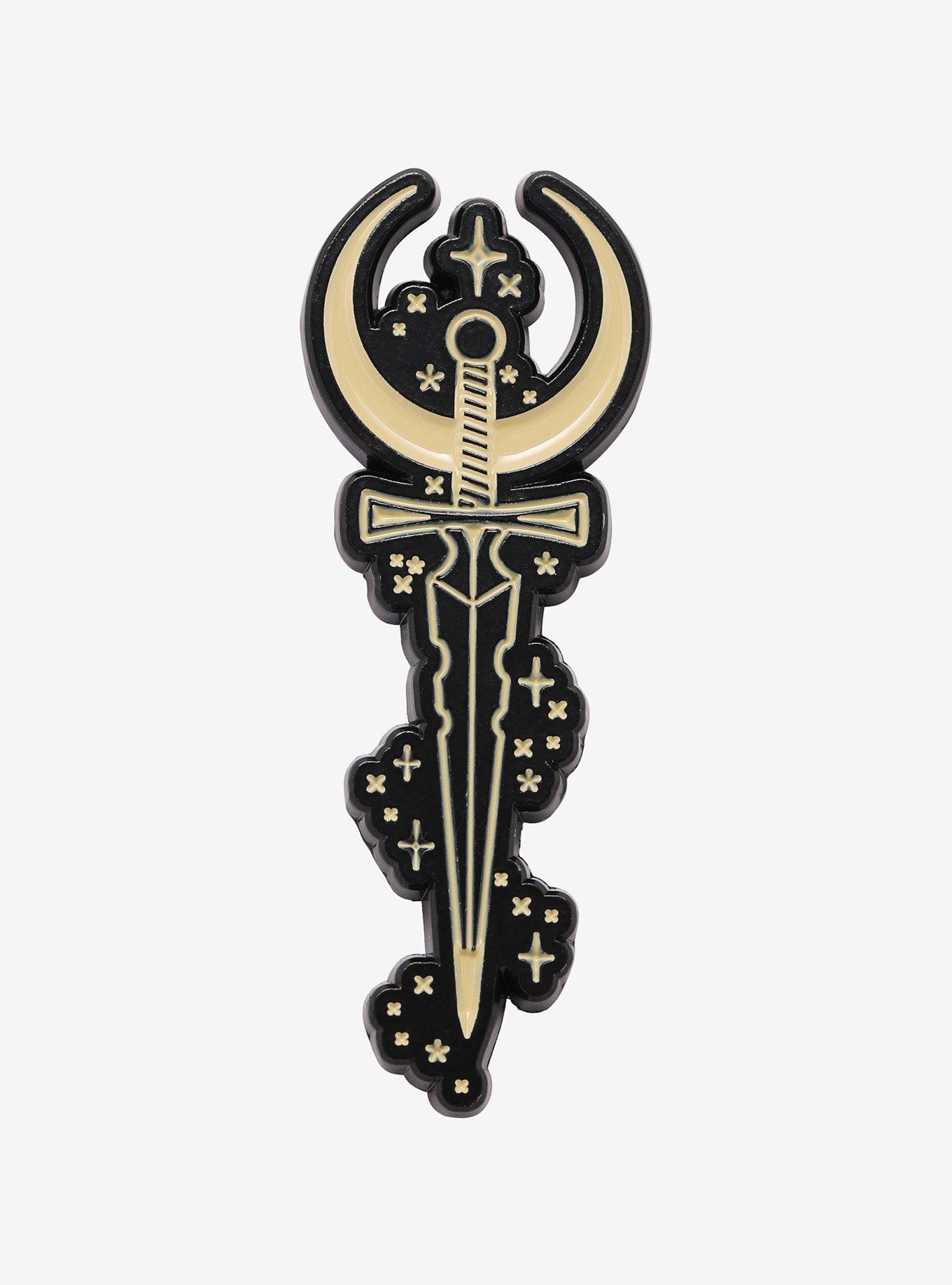 Crescent Moon Dagger Enamel Pin, , hi-res