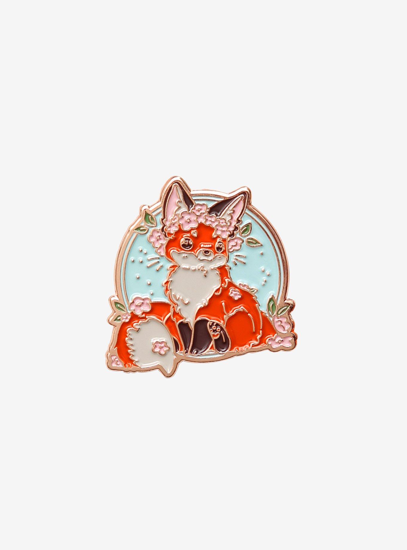 Sakura Fox Enamel Pin By Naomi Lord Art, , hi-res