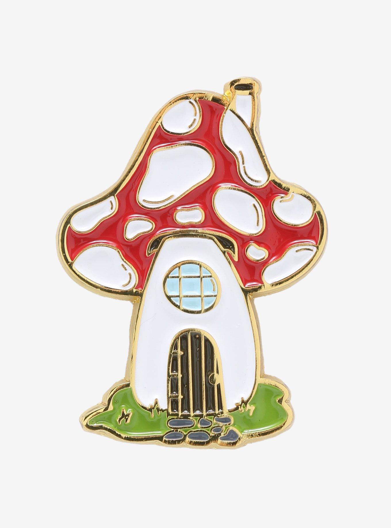Cottage Mushroom House Enamel Pin, , hi-res