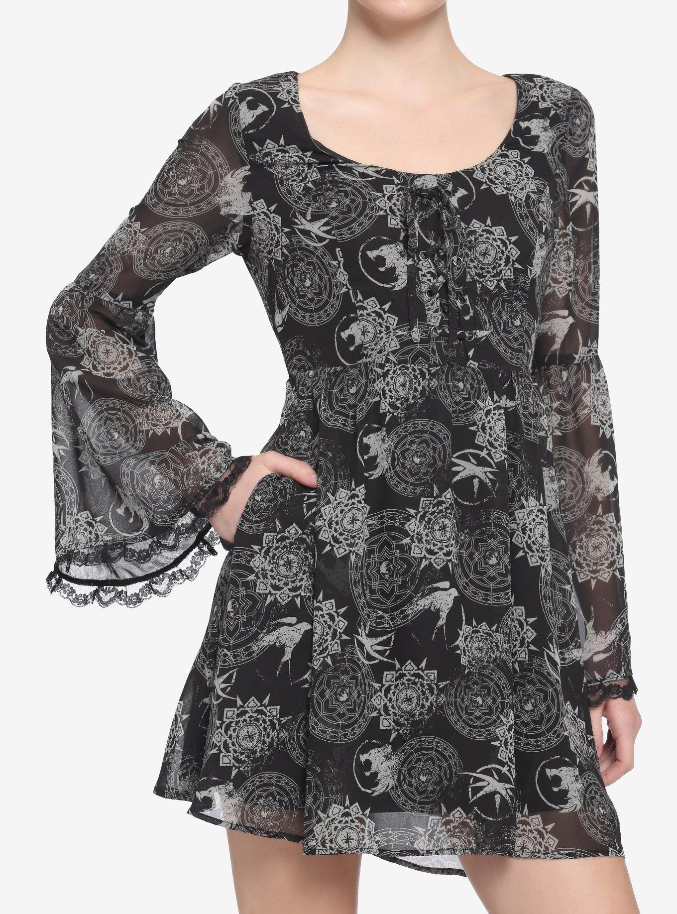 The Witcher Yennefer Symbols Bell Sleeve Dress, MULTI, hi-res