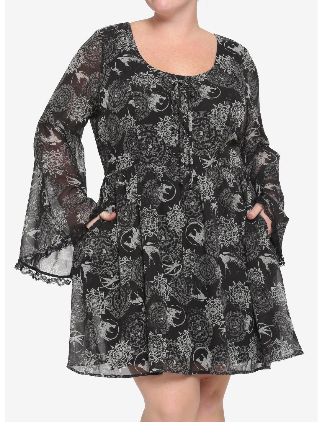 The Witcher Yennefer Symbols Bell Sleeve Dress Plus Size, MULTI, hi-res