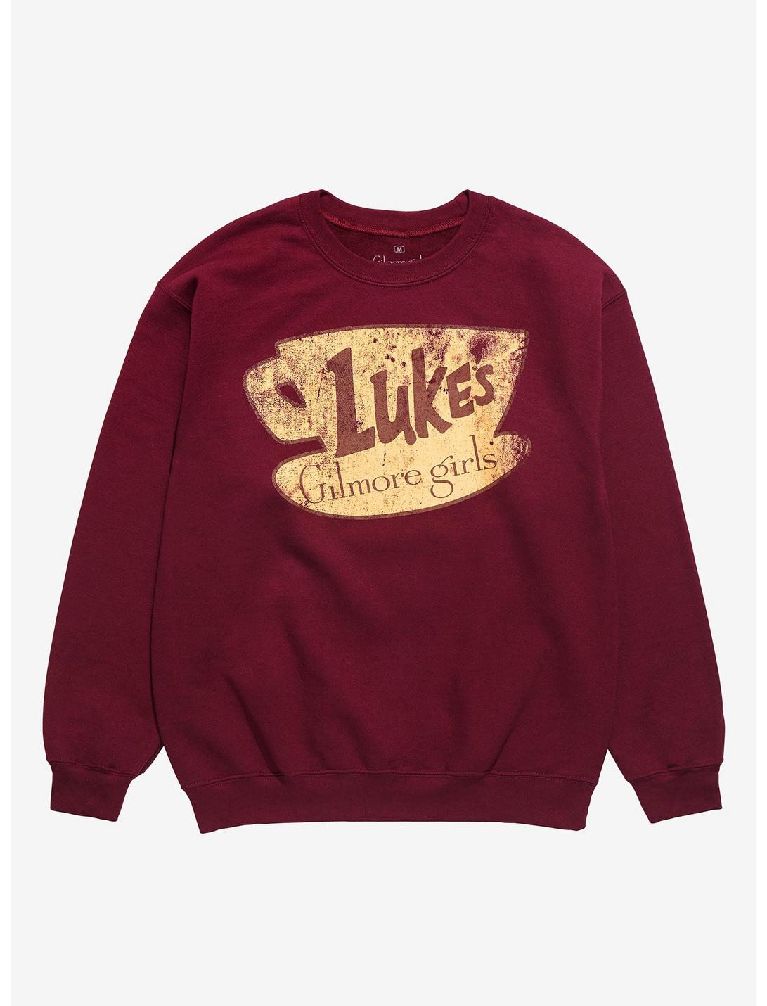 Gilmore Girls Luke’s Diner Vintage Logo Crewneck - BoxLunch Exclusive, MAROON, hi-res