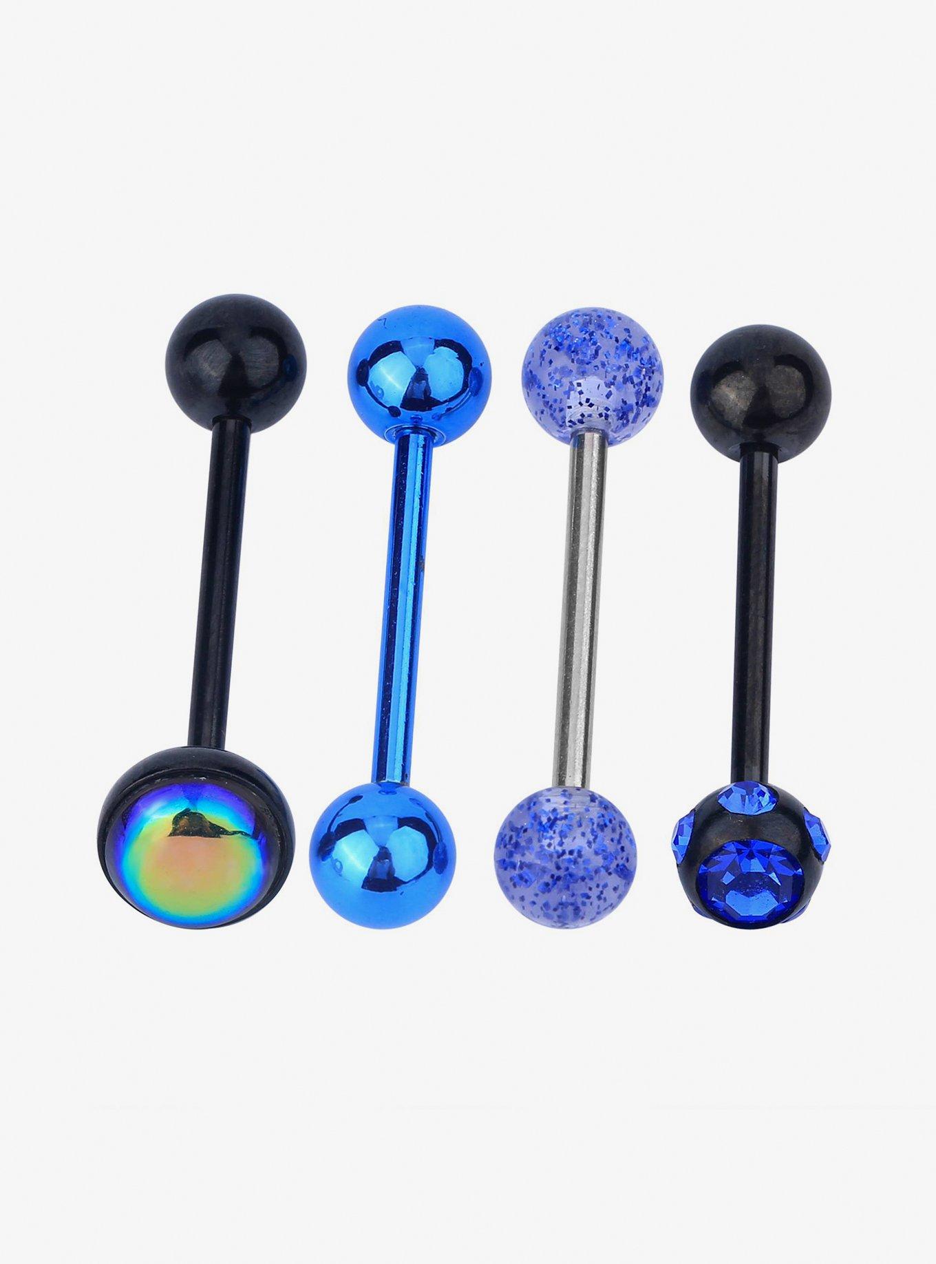Steel Blue Tongue Barbell 4 Pack, , hi-res
