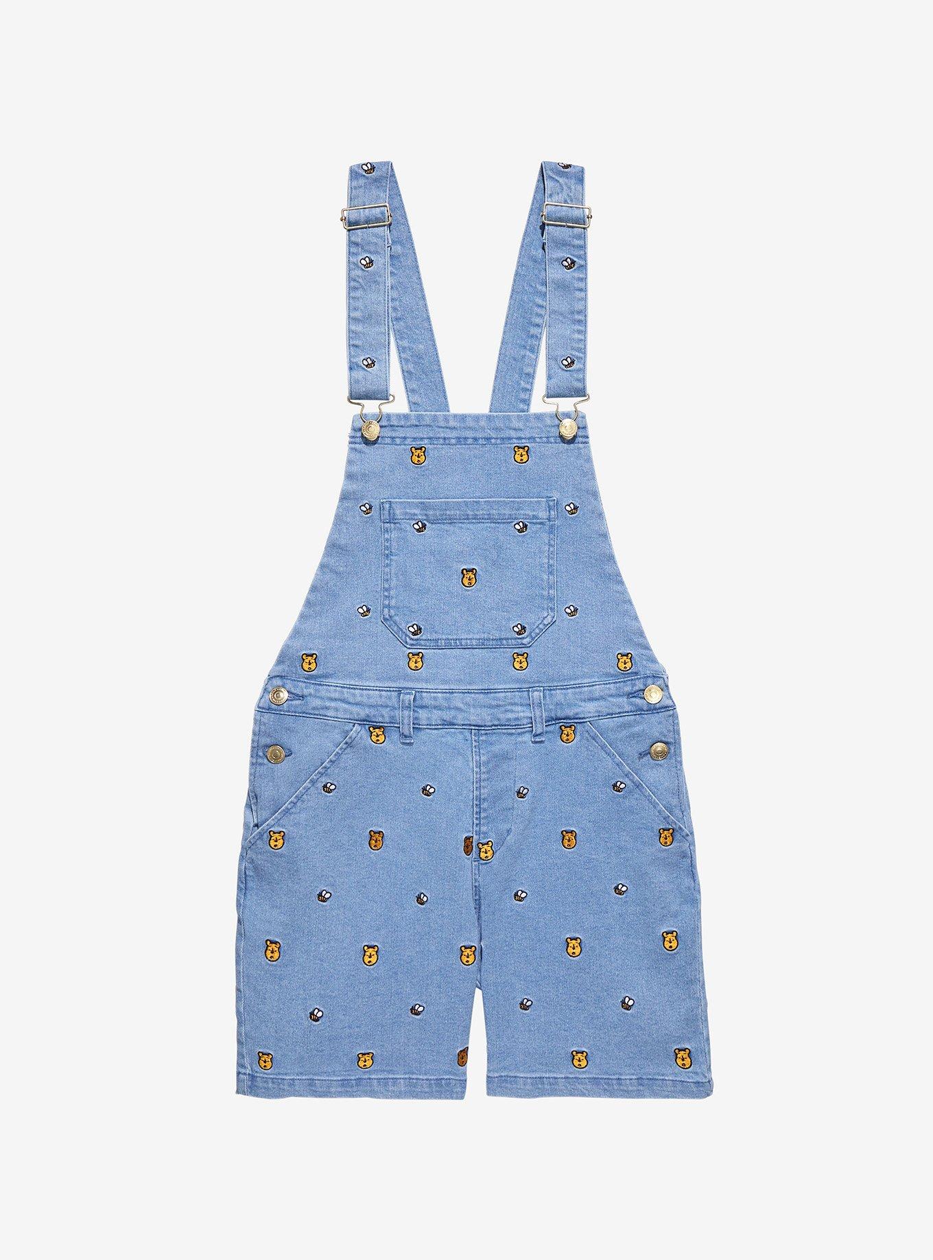 Cakeworthy Disney Winnie the Pooh Icons Embroidered Allover Print Overalls, DENIM, hi-res