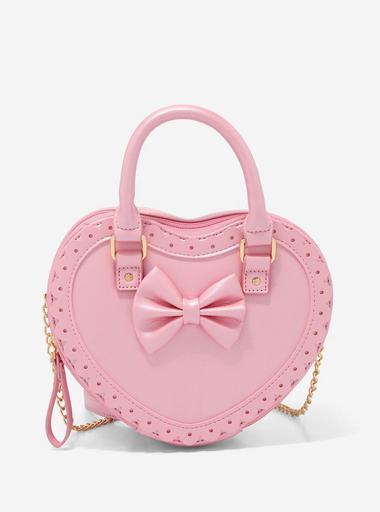 Faux Fur Handle Quilted Pink Heart Crossbody Bag