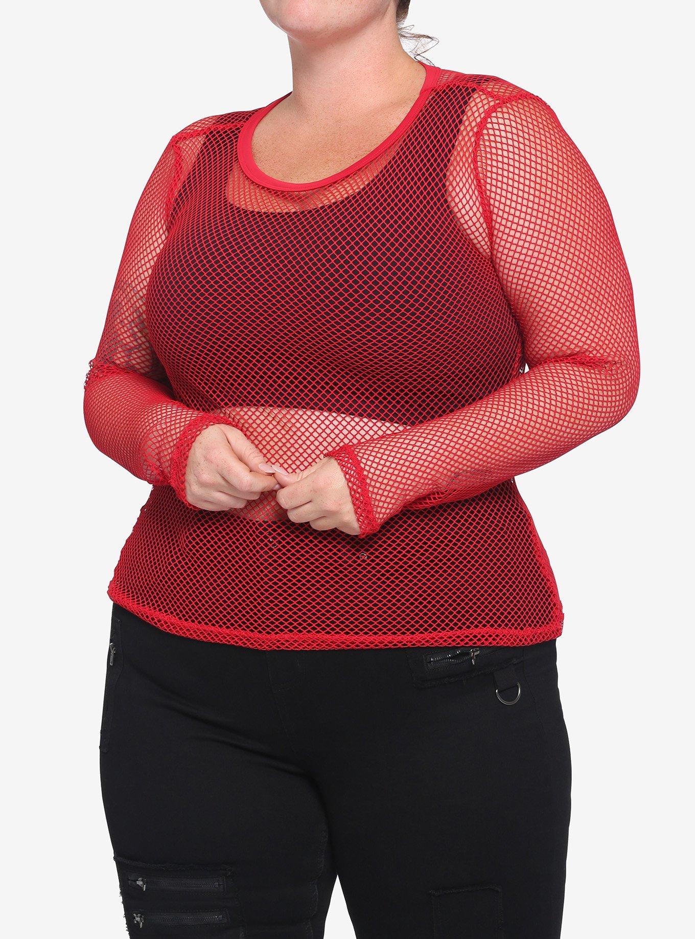 Plus size outlet fishnet shirt