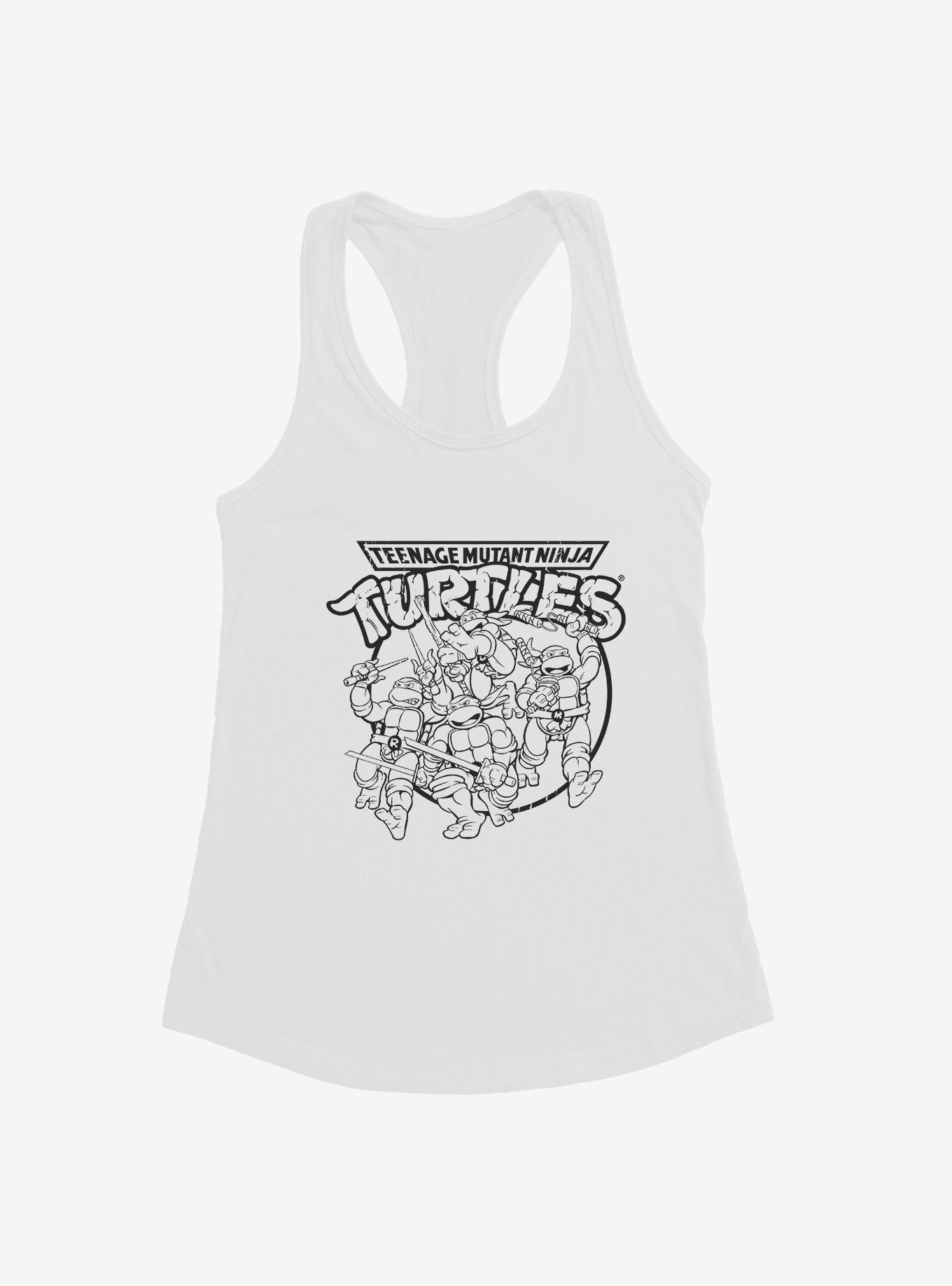Teenage Mutant Ninja Turtles Group Fight Pose Outline Girls Tank, , hi-res