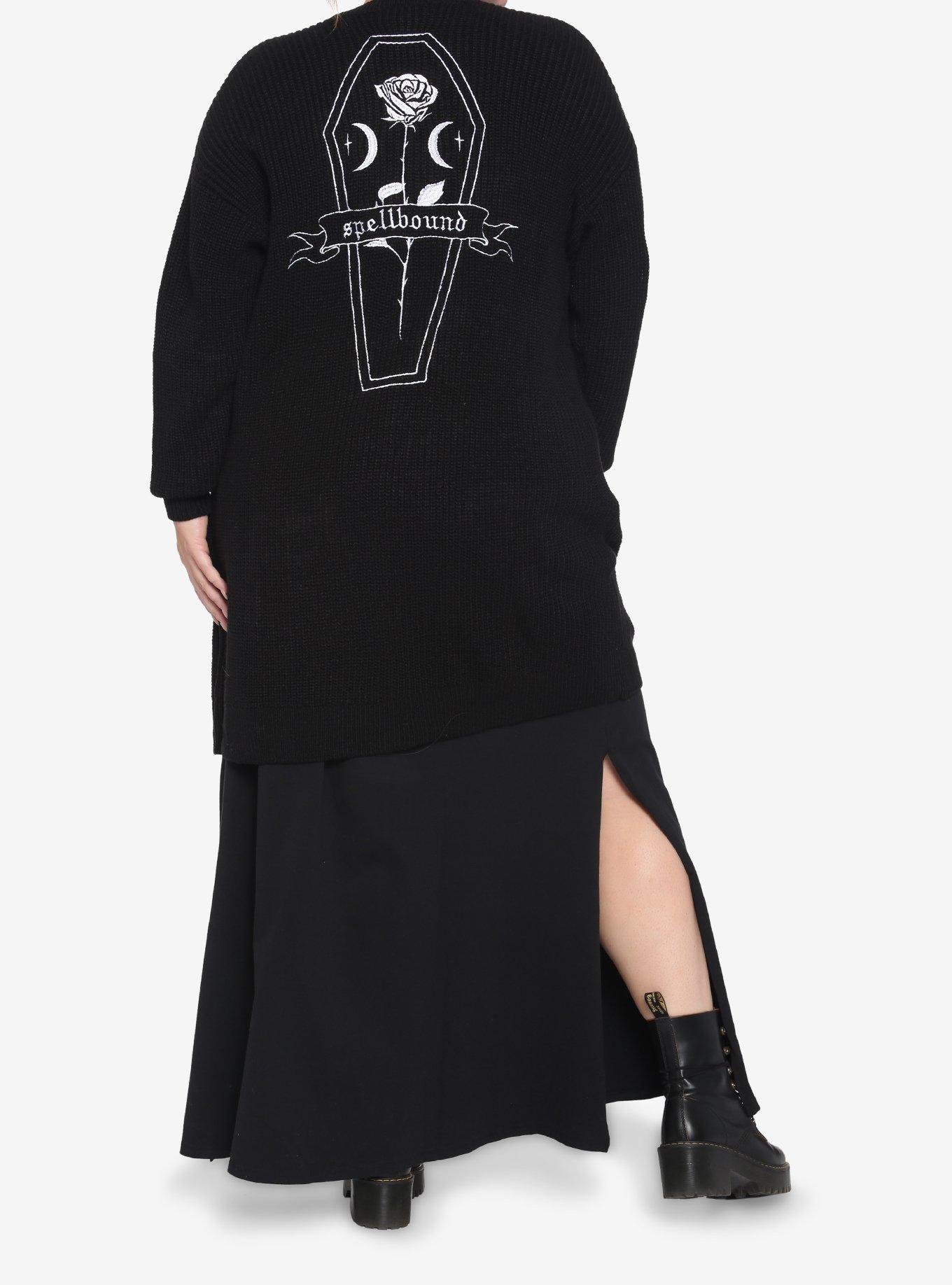 Spellbound Rose & Coffin Girls Cardigan Plus Size, BLACK, hi-res
