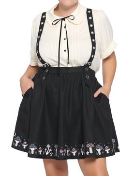 Mushroom Border Grommet Suspender Skirt Plus Size, , hi-res