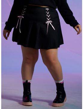 Black & Pink Lace-Up Skirt Plus Size, , hi-res