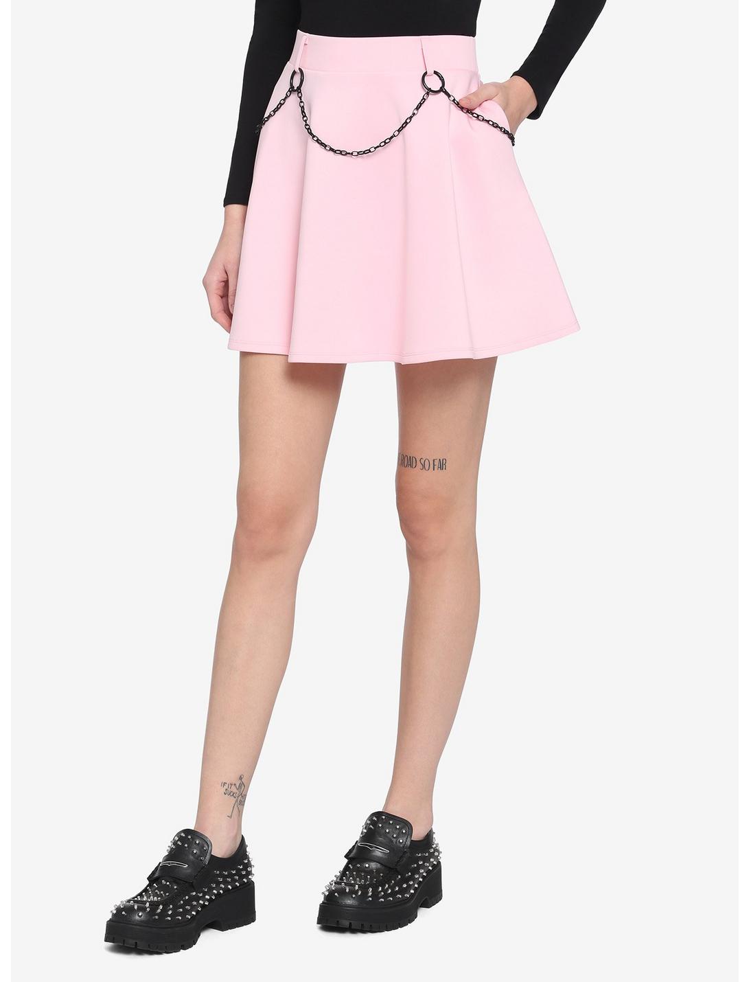 Pastel Pink O-Chain Skirt, PINK, hi-res