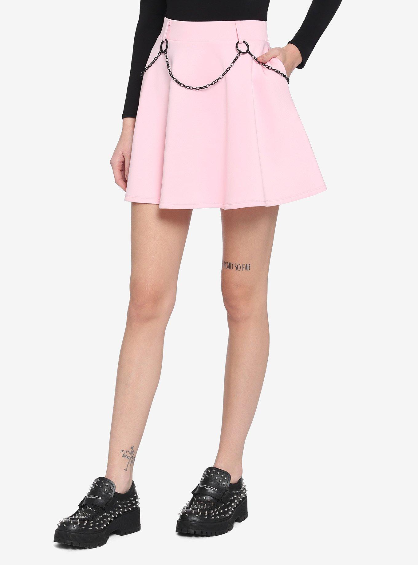 Pastel Pink O-Chain Skirt, PINK, hi-res