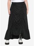 Black Bustle Maxi Skirt Plus Size, BLACK, hi-res
