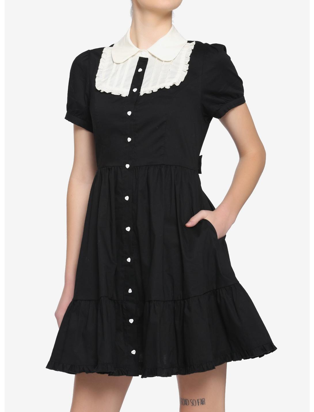 Black & White Peter Pan Collar Dress, BLACK, hi-res