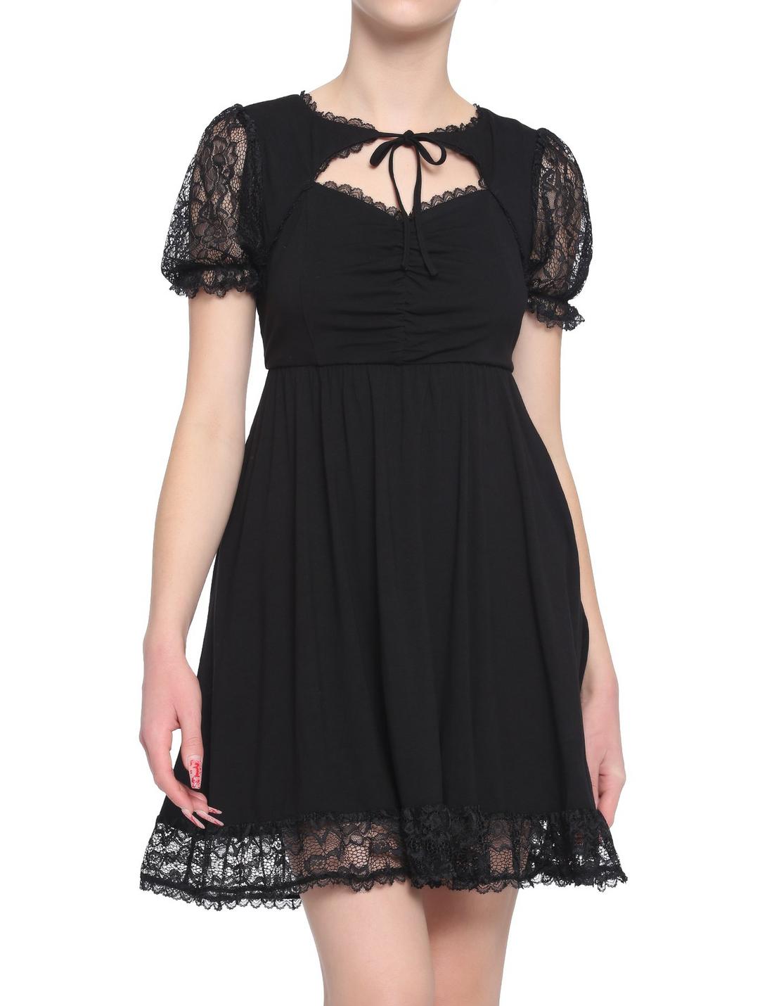 Black Sweetheart Lace Dress, BLACK, hi-res