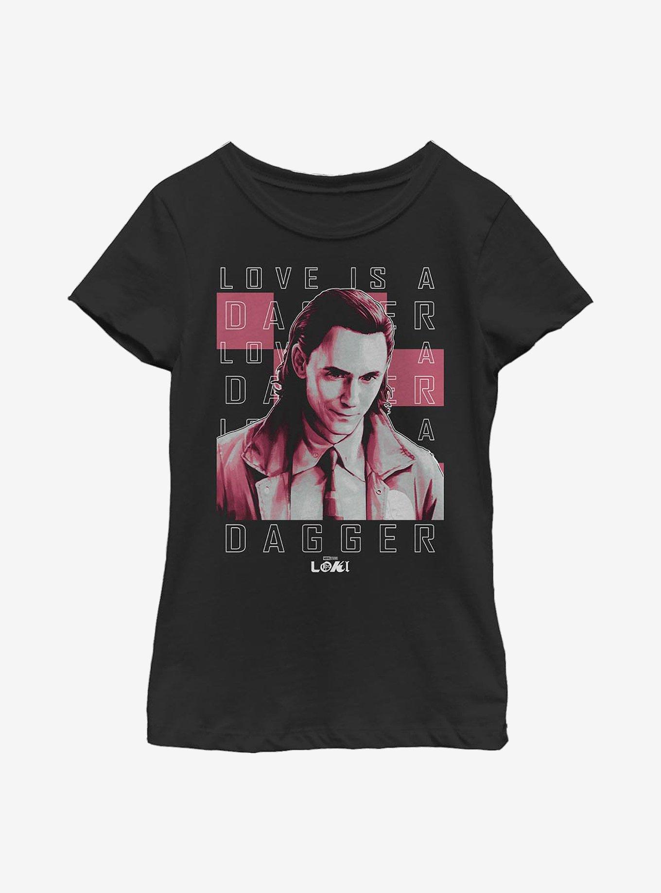 Marvel Loki Love Is A Dagger Youth Girls T-Shirt, BLACK, hi-res