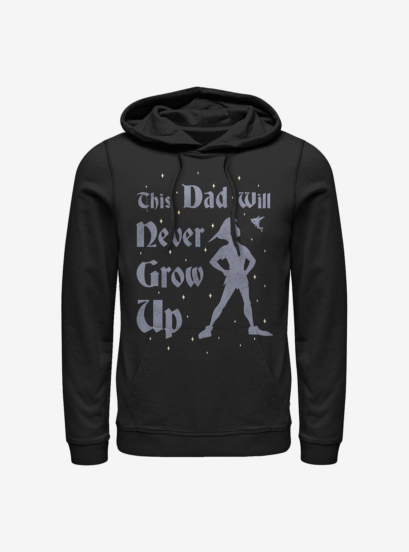 Disney Peter Pan This Dad Will Never Grow Up Hoodie, BLACK, hi-res