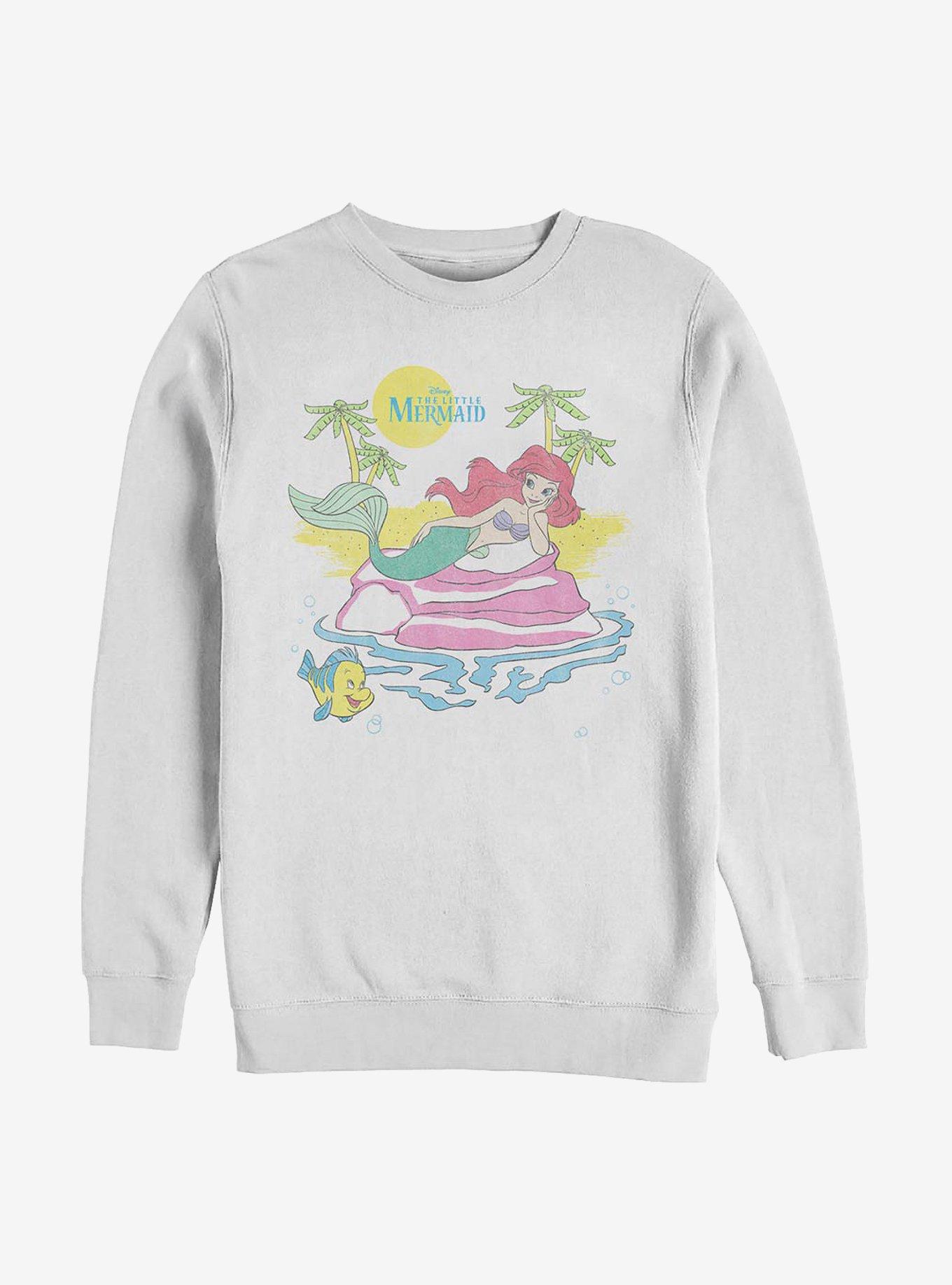 Disney The Little Mermaid Retro Beach Crew Sweatshirt, WHITE, hi-res