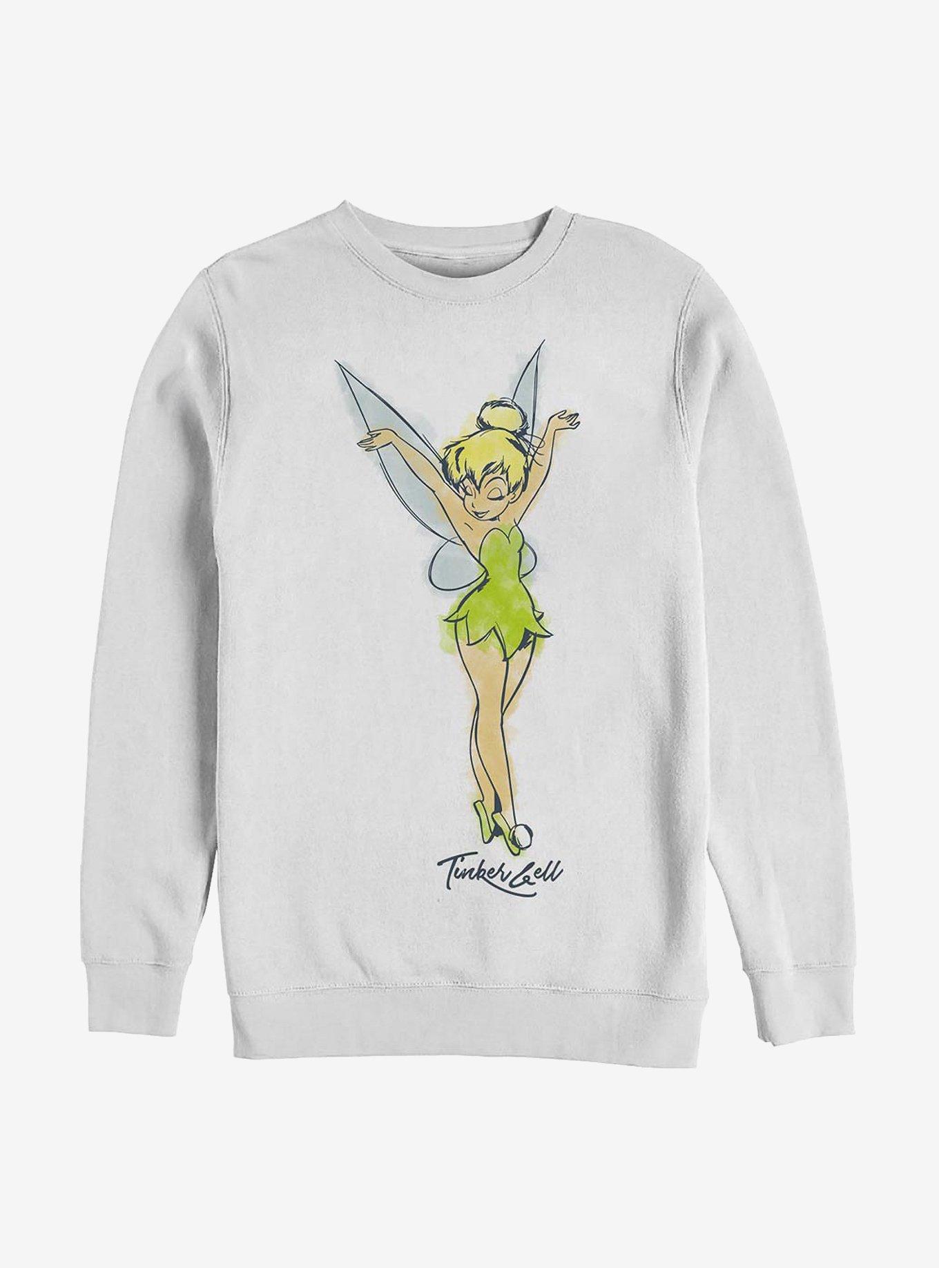 Disney Tink Watercolor Crew Sweatshirt, WHITE, hi-res