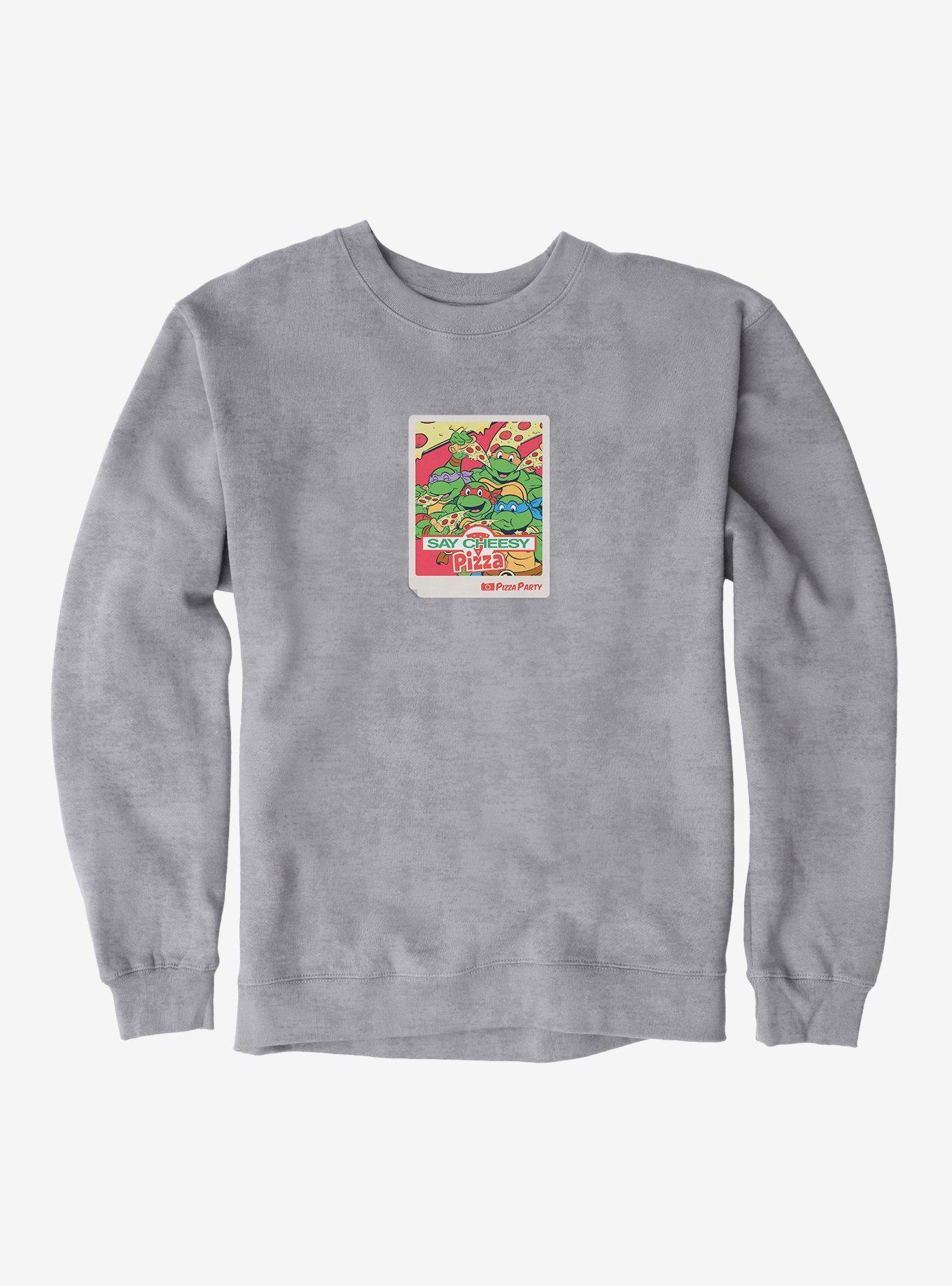Teenage Mutant Ninja Turtles Say Cheesy Pizza Photo Mens Sweatshirt, , hi-res