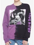 Zombie Makeout Club Love Bites Purple & Black Split Wash Girls Long-Sleeve T-Shirt, MULTI, hi-res