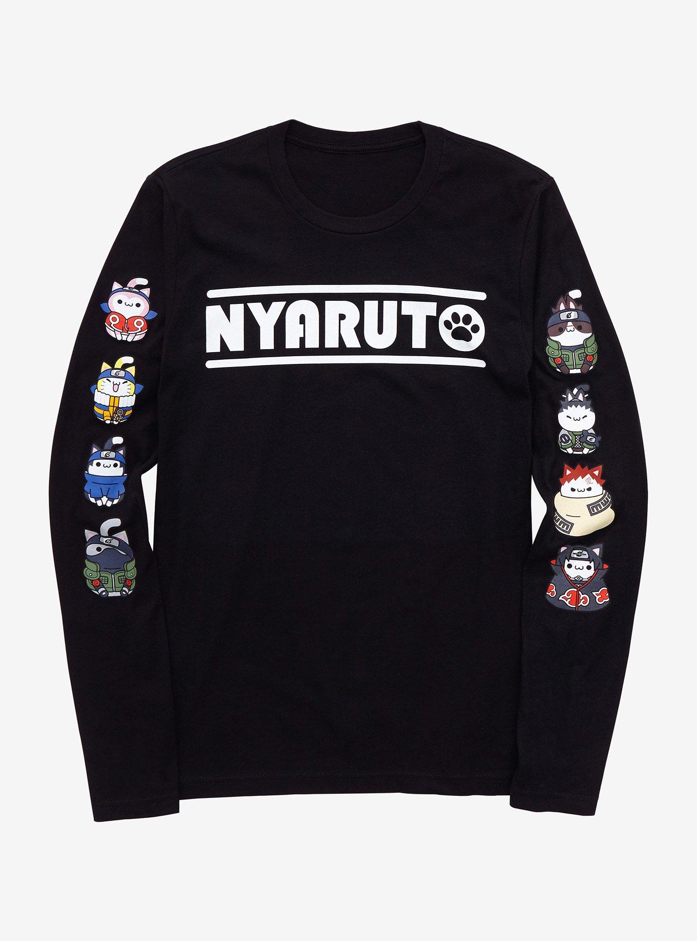 Nyaruto Logo & Characters Long Sleeve T-Shirt - BoxLunch Exclusive, BLACK, hi-res