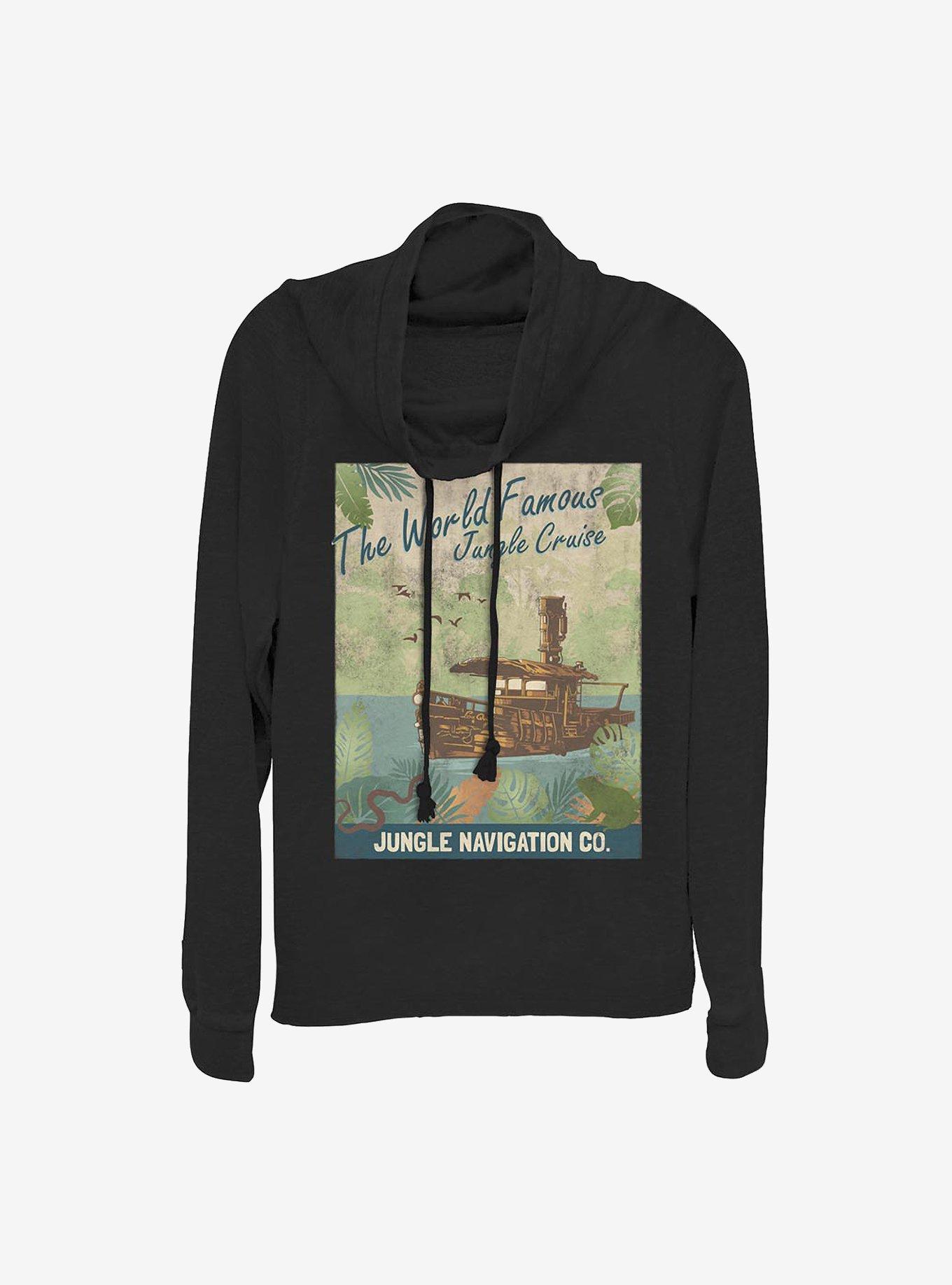 Disney Jungle Cruise Vintage Poster Cowlneck Long-Sleeve Girls Top, BLACK, hi-res