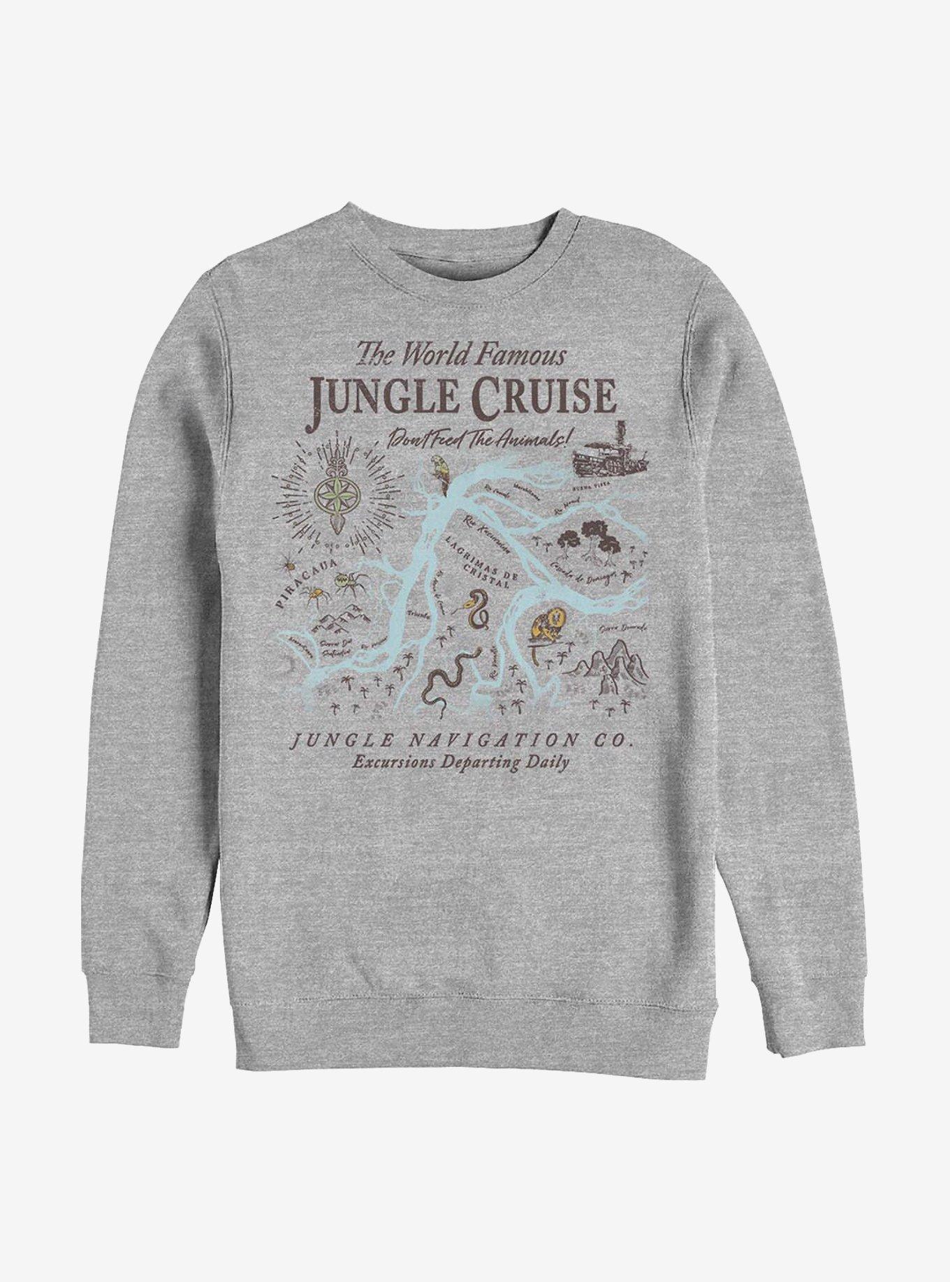 Disney Jungle Cruise Map Crew Sweatshirt, ATH HTR, hi-res