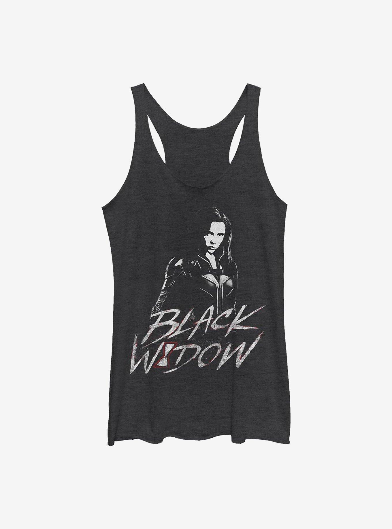 Marvel Black Widow Fierce Pose Girls Tank, BLK HTR, hi-res