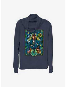 Marvel Loki Stained Glass Window Cowlneck Long-Sleeve Girls Top, , hi-res