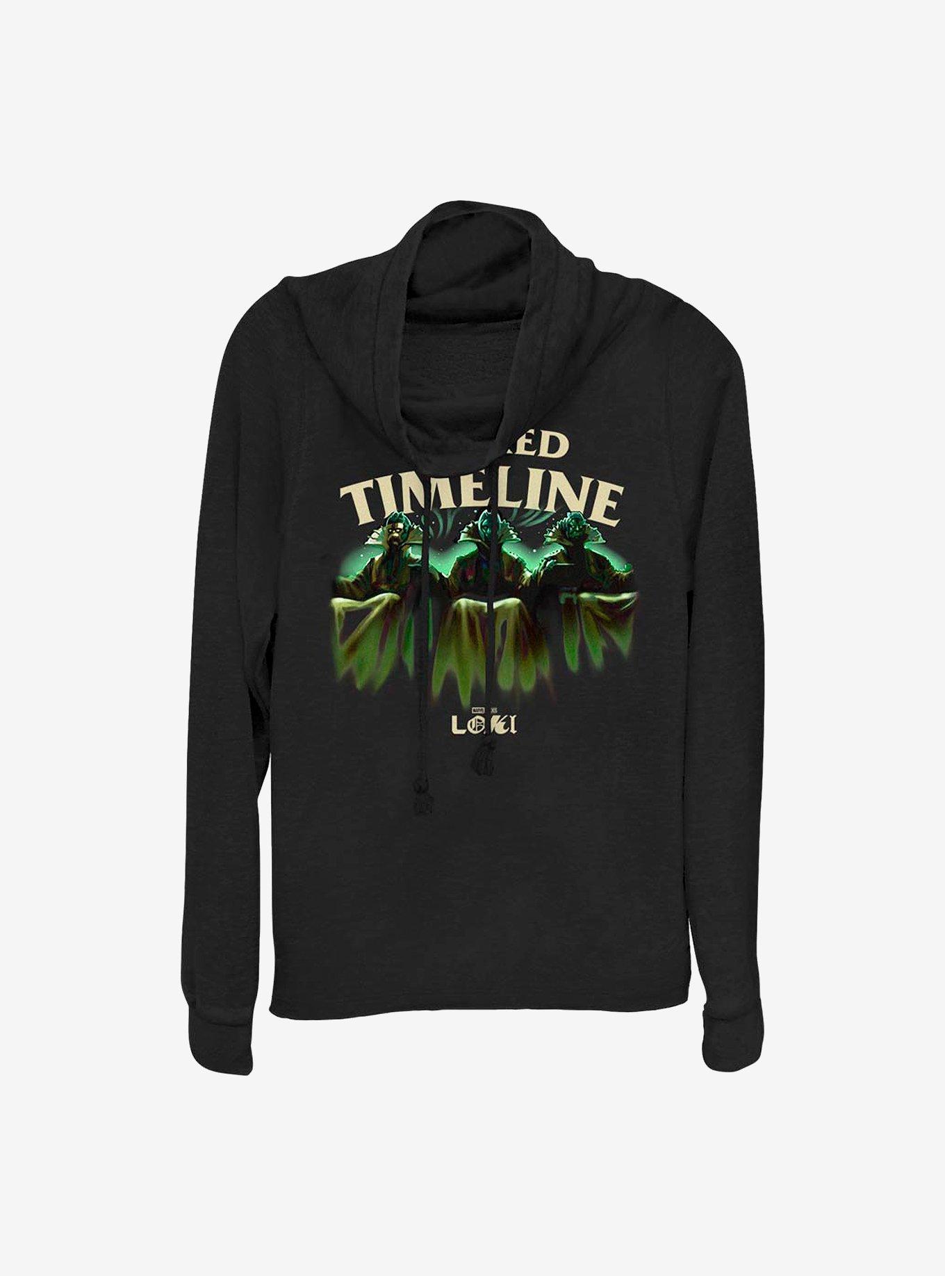 Marvel Loki Sacred Timeline Cowlneck Long-Sleeve Girls Top, BLACK, hi-res