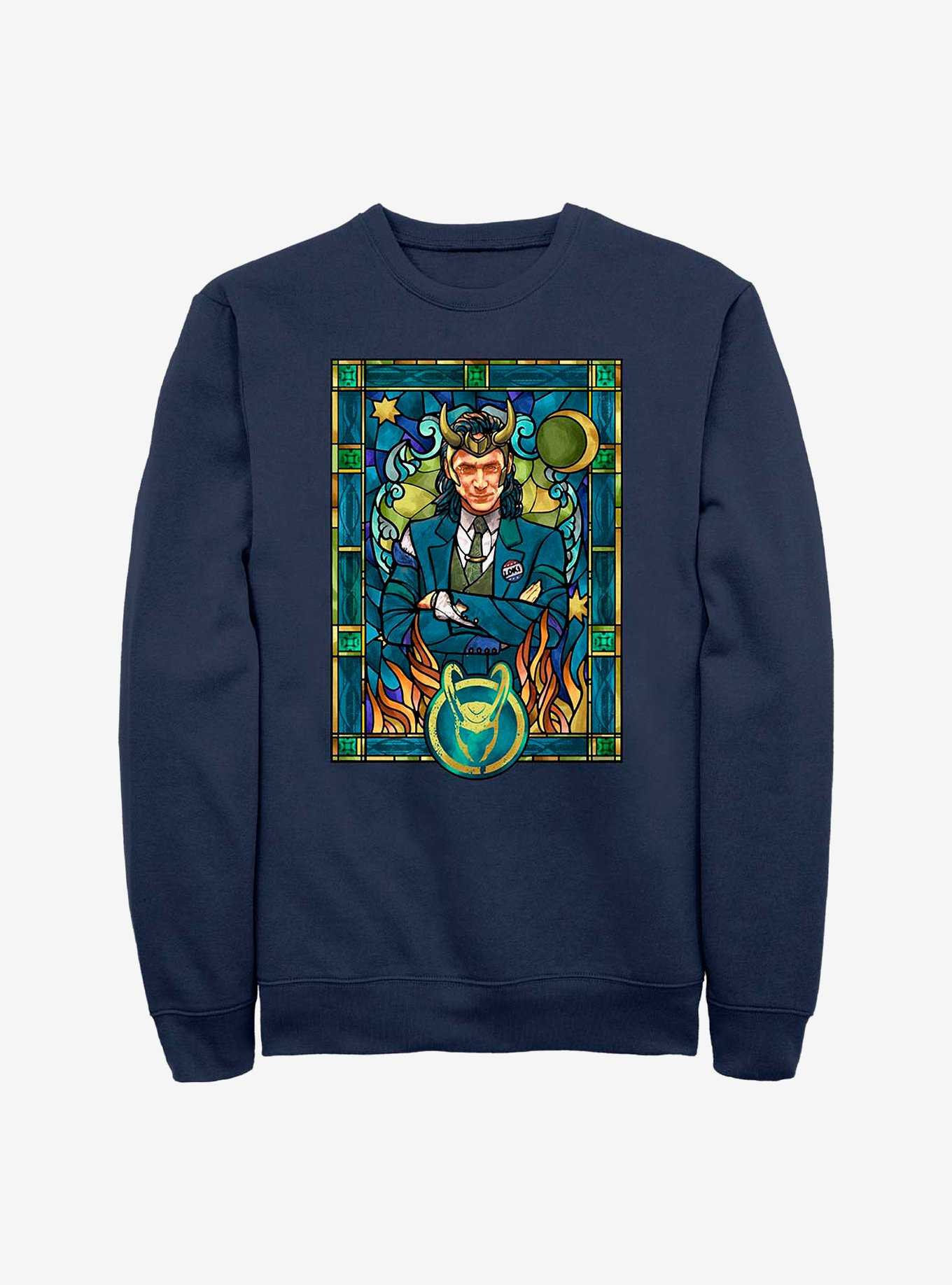 Marvel Loki Stained Glass Window Crew Sweatshirt, , hi-res