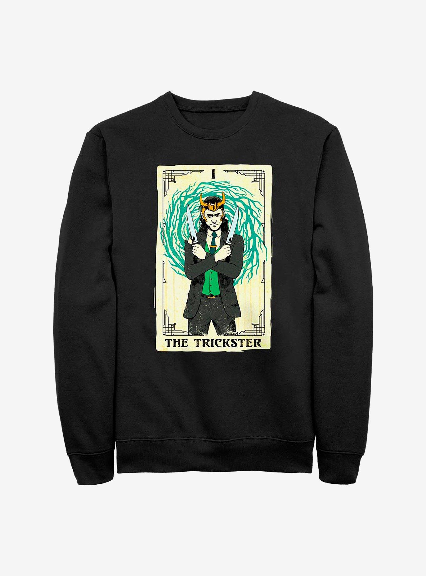 Marvel Loki The Trickster Tarot Crew Sweatshirt, BLACK, hi-res