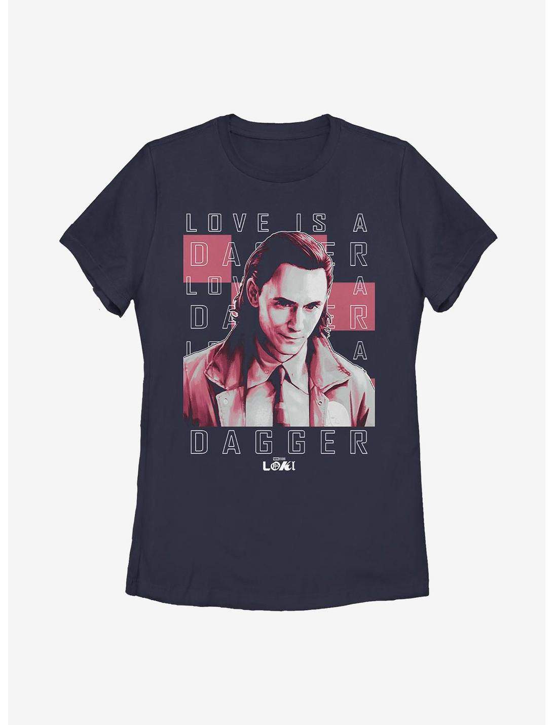 Marvel Loki Love Is A Dagger Womens T-Shirt, NAVY, hi-res