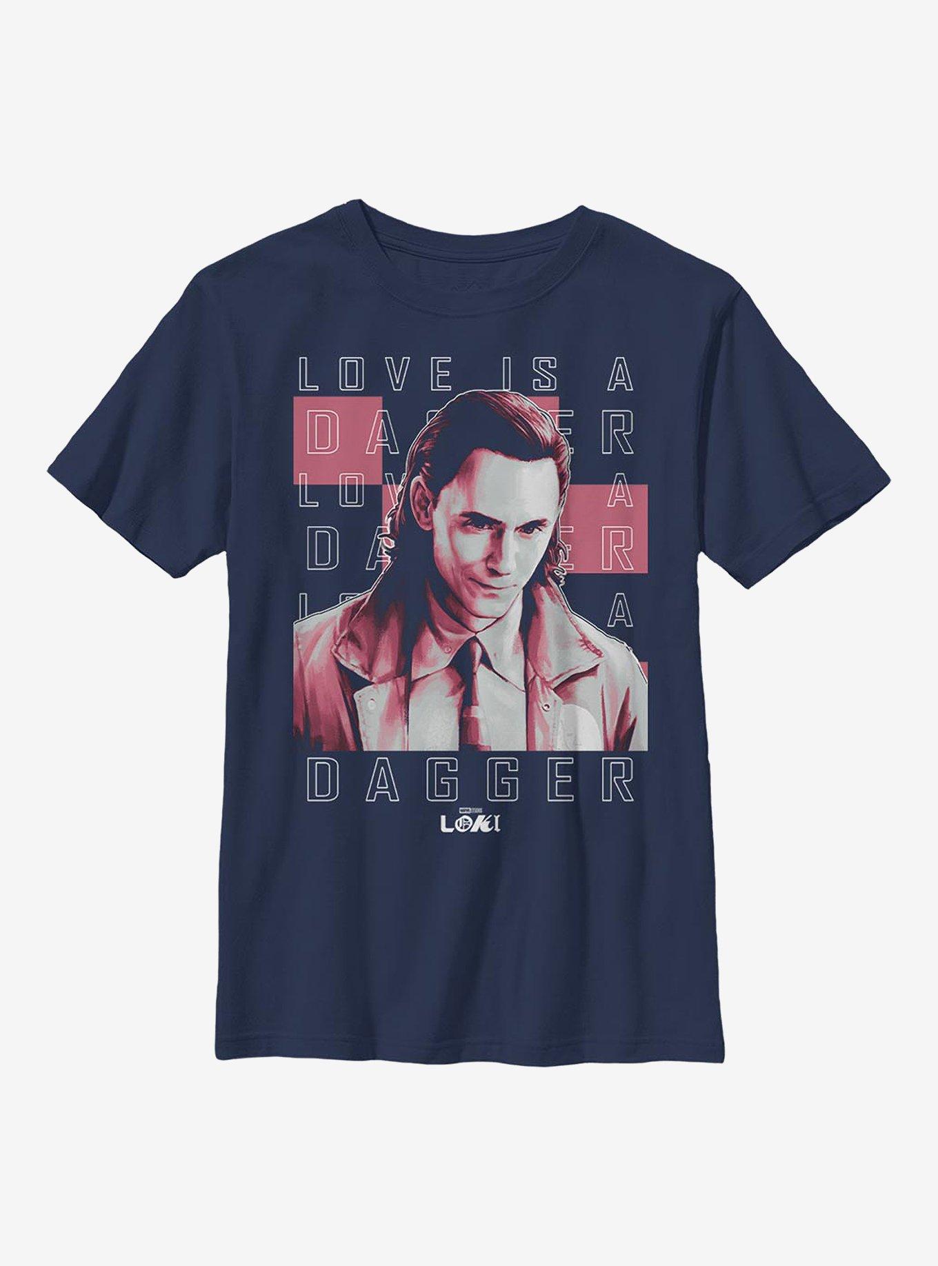 Marvel Loki Love Is A Dagger Youth T-Shirt, NAVY, hi-res