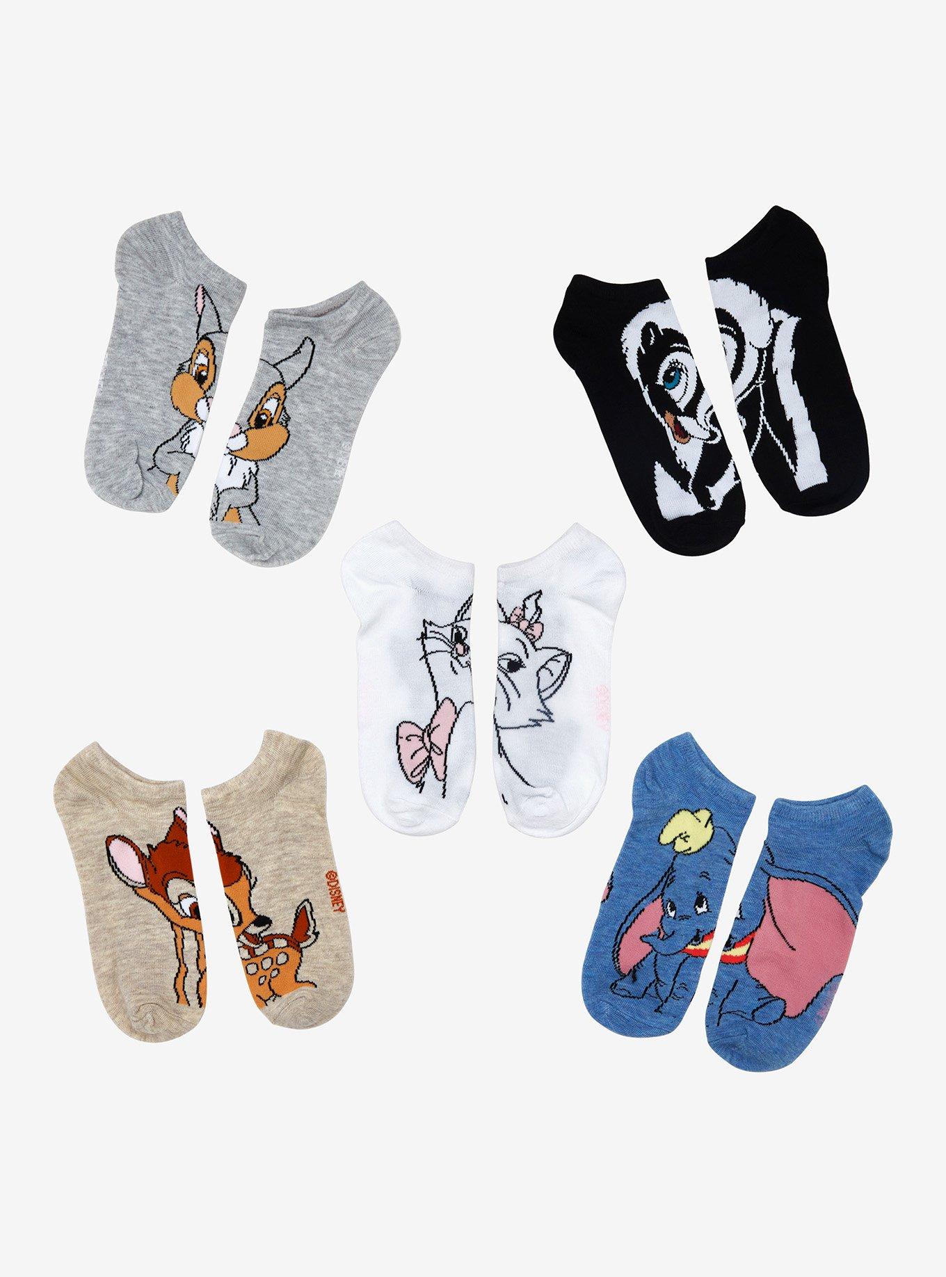 Disney Animal Characters No-Show Socks 5 Pair, , hi-res