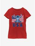 Disney Lilo And Stitch Americana Stitch Youth Girls T-Shirt, RED, hi-res