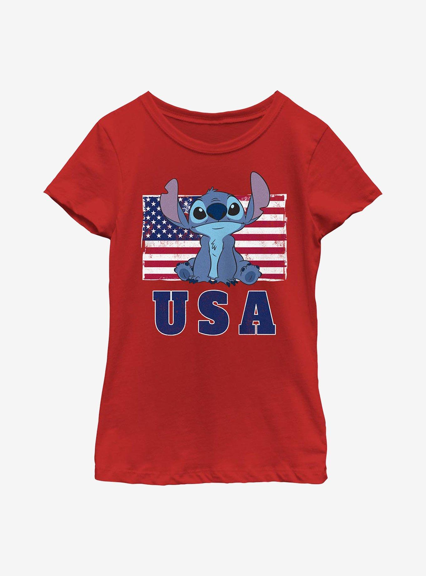 Disney Lilo And Stitch Americana Stitch Youth Girls T-Shirt, , hi-res