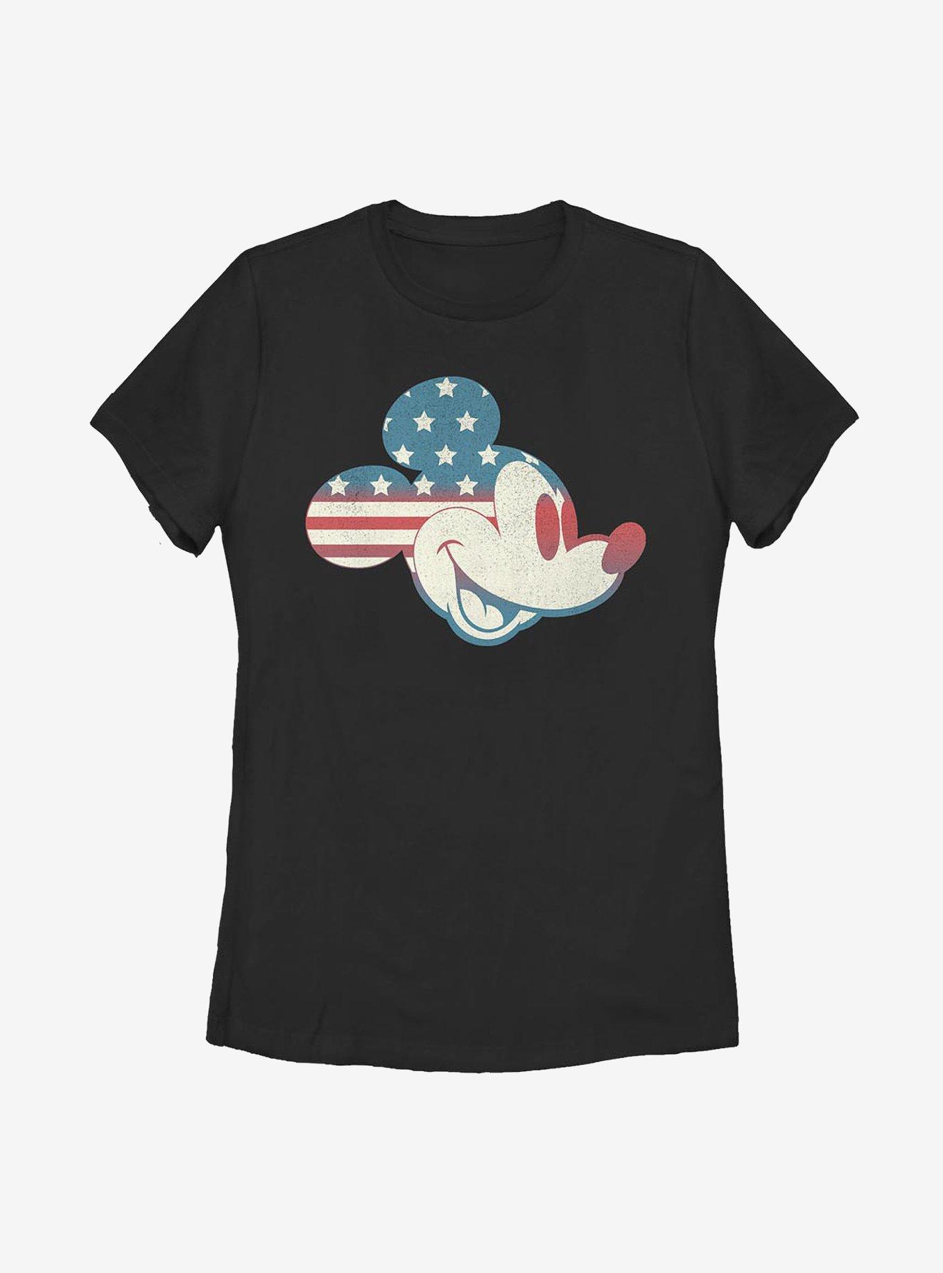 Disney Mickey Mouse Americana Flag Fill Womens T-Shirt, BLACK, hi-res