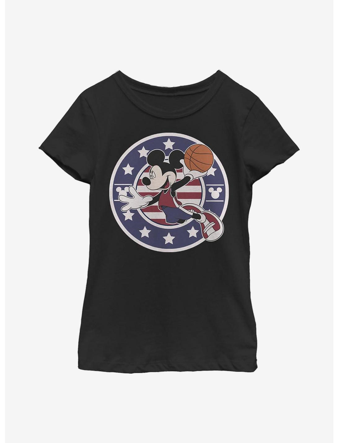 Disney Mickey Mouse B Ball Americana Youth Girls T-Shirt, BLACK, hi-res