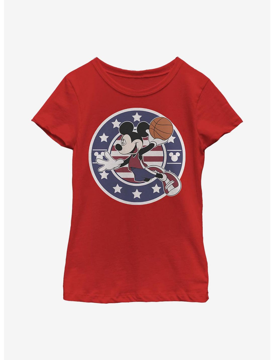 Disney Mickey Mouse B Ball Americana Youth Girls T-Shirt, RED, hi-res