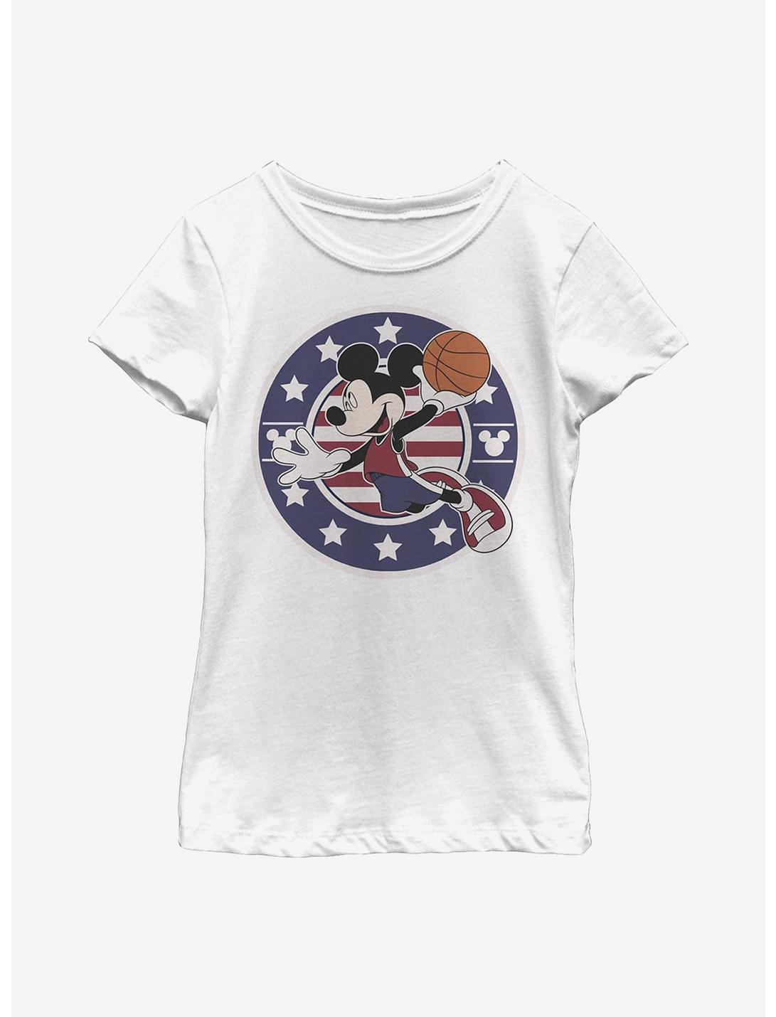 Disney Mickey Mouse B Ball Americana Youth Girls T-Shirt, WHITE, hi-res