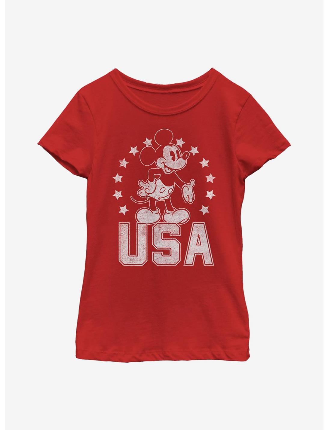 Disney Mickey Mouse USA Mickey Youth Girls T-Shirt, RED, hi-res