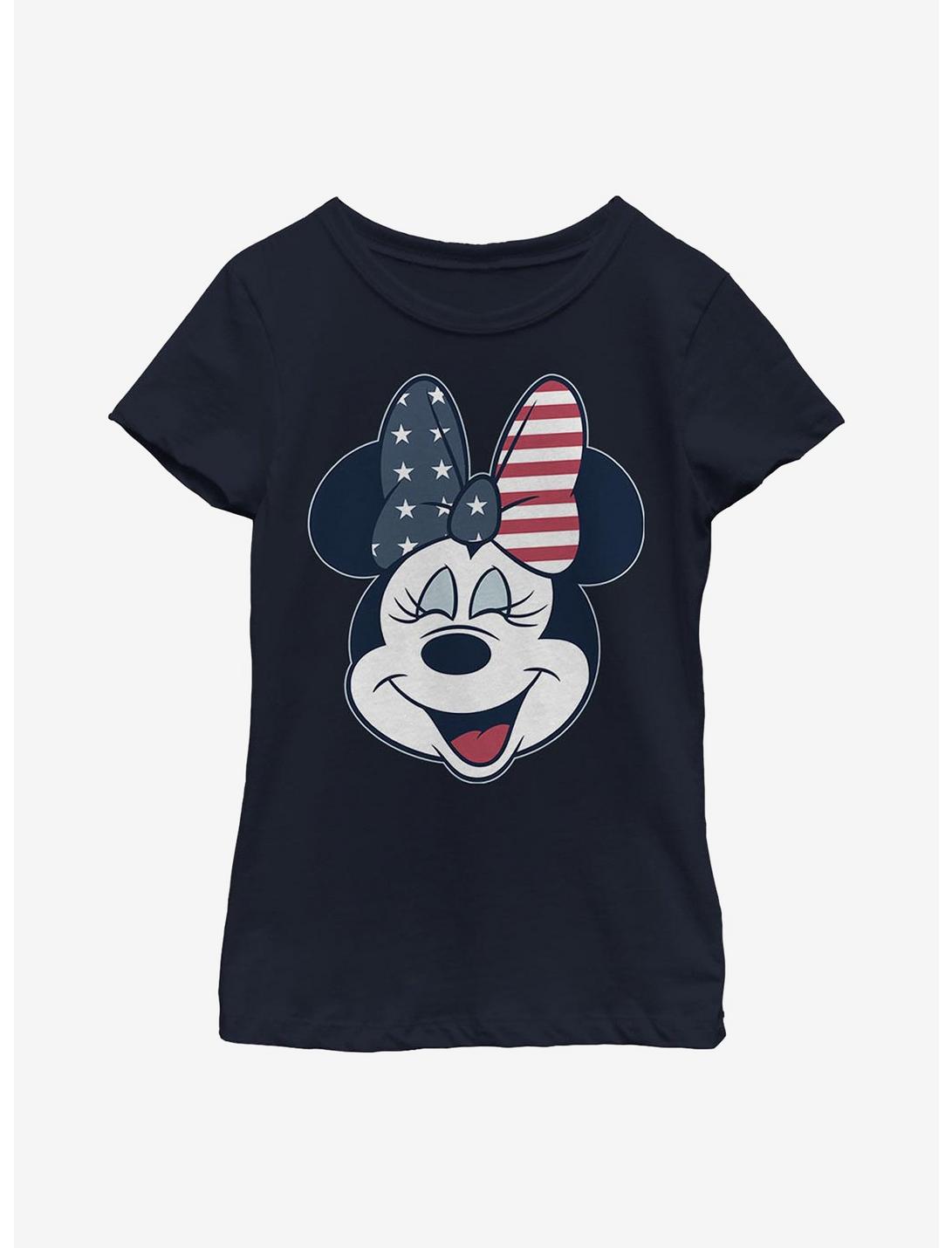 Disney Minnie Mouse American Bow Youth Girls T-Shirt, NAVY, hi-res