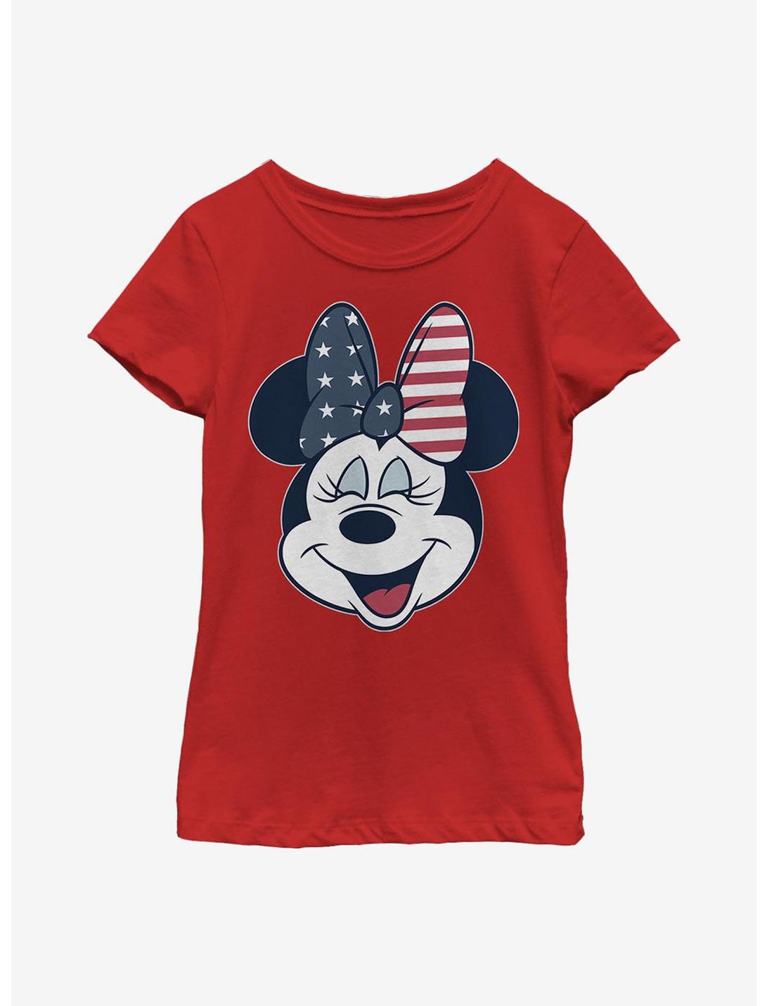 Disney Minnie Mouse American Bow Youth Girls T-Shirt, RED, hi-res