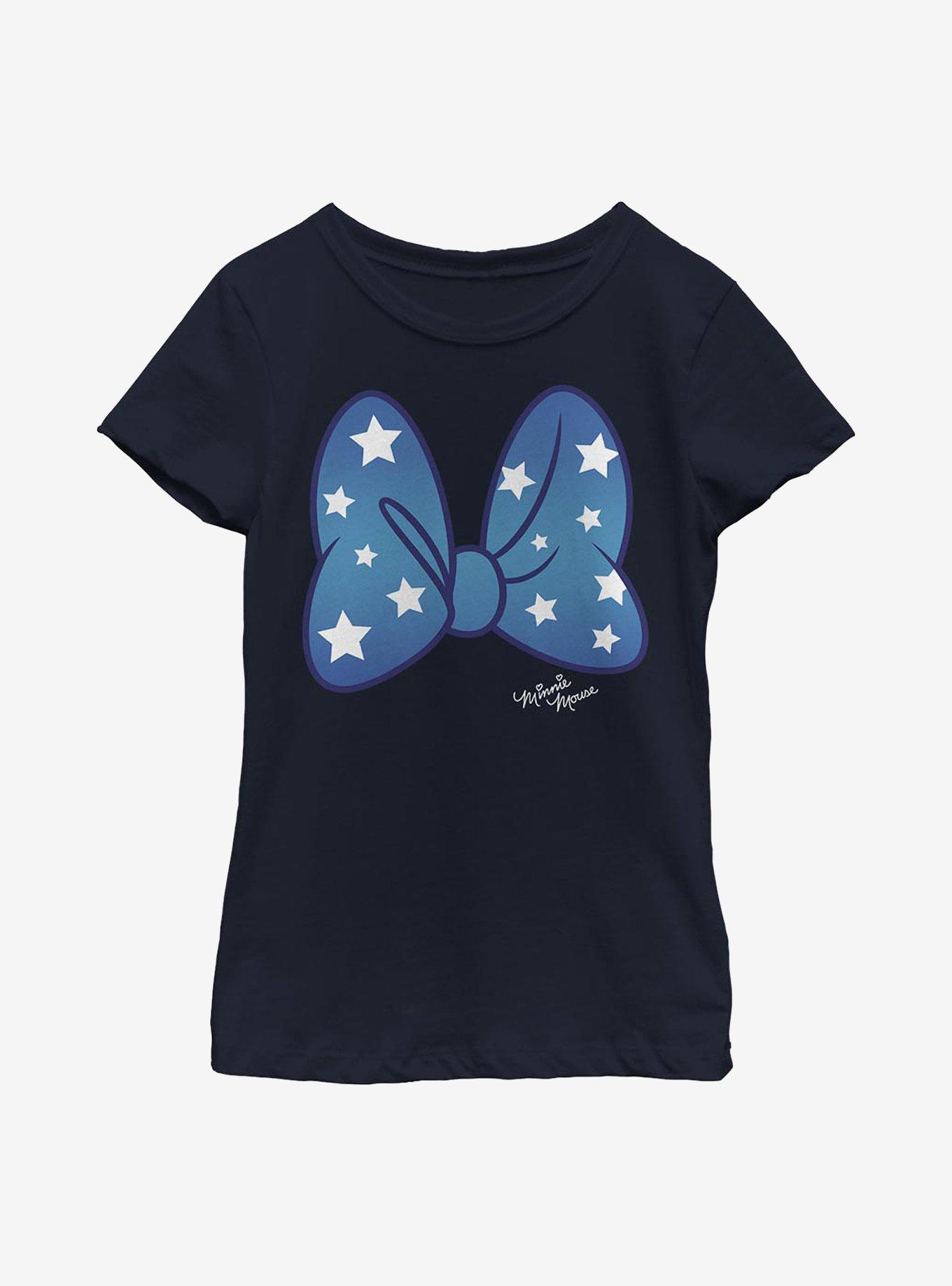Disney Minnie Mouse Stars Bow Youth Girls T-Shirt, NAVY, hi-res